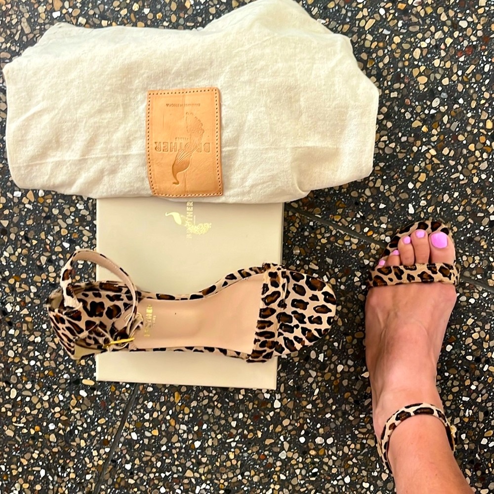 New Brother Vellies block heel leopard heel